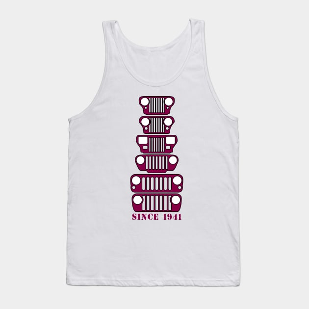 Jeep Grills Mulberry Logo Tank Top by Caloosa Jeepers 